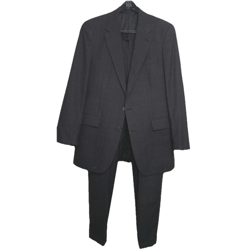 Chaps Ralph Lauren 2 Piece Suit Mens 44R Blazer 37/32 Pant Gray Striped Wool Mix